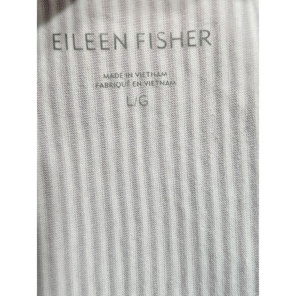 Eileen Fisher Gray/White Fine Organic Cotton Bateau NK Tunic LG - Picture 7 of 8